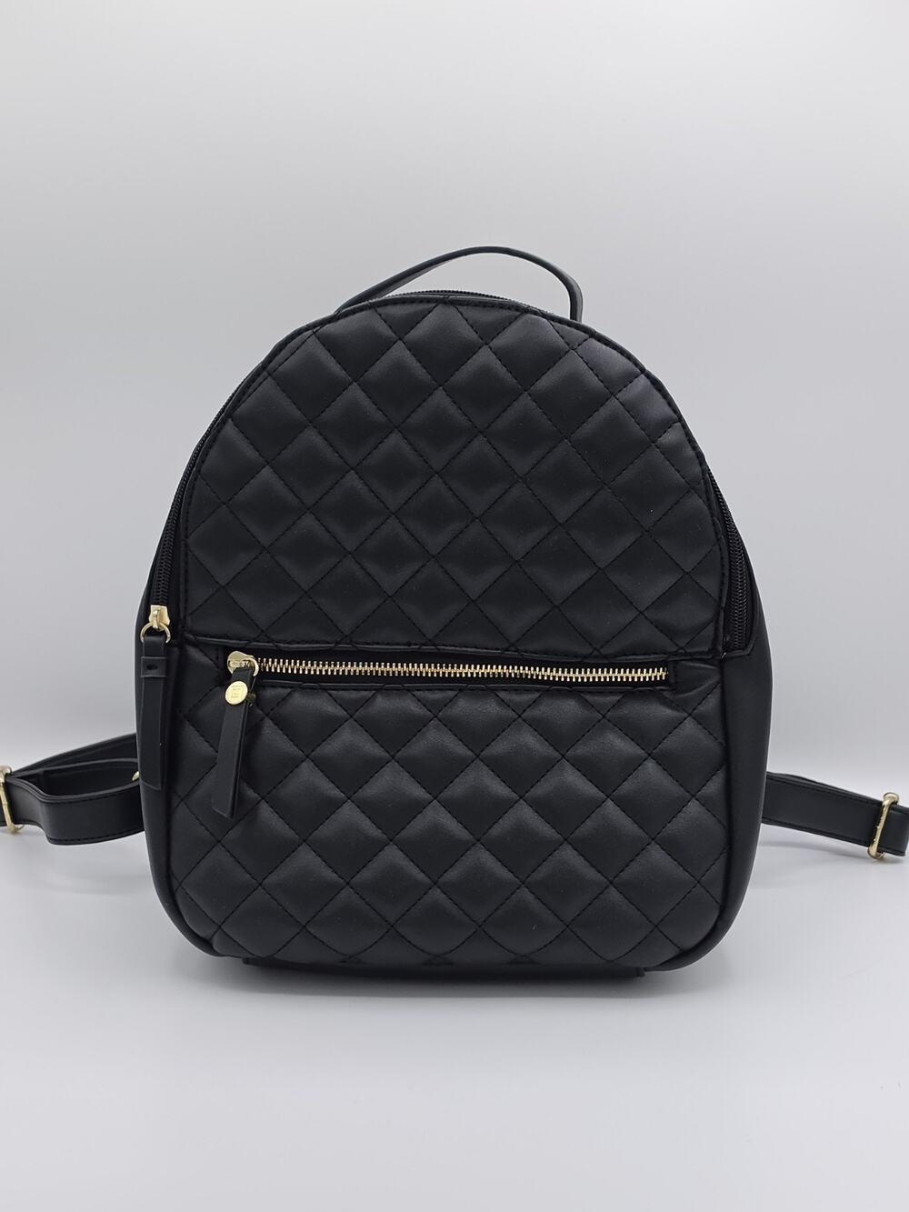 Liz Claiborne Black Quilted Mini Backpack Purse Gold Hardware Adjustable Straps